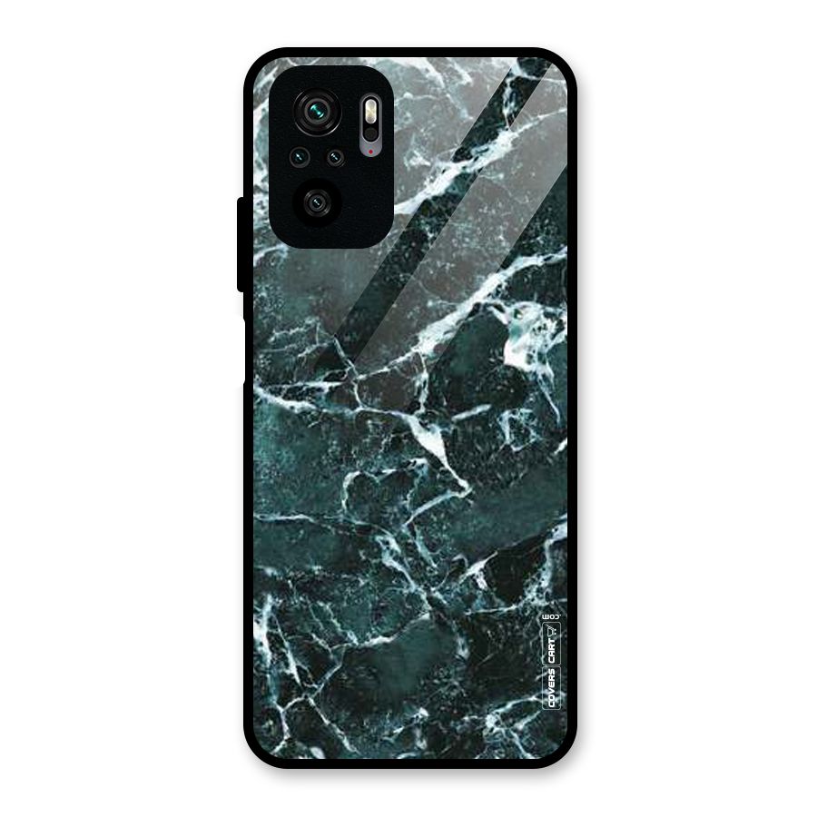 Dark Green Marble Glass Back Case for Redmi Note 10S