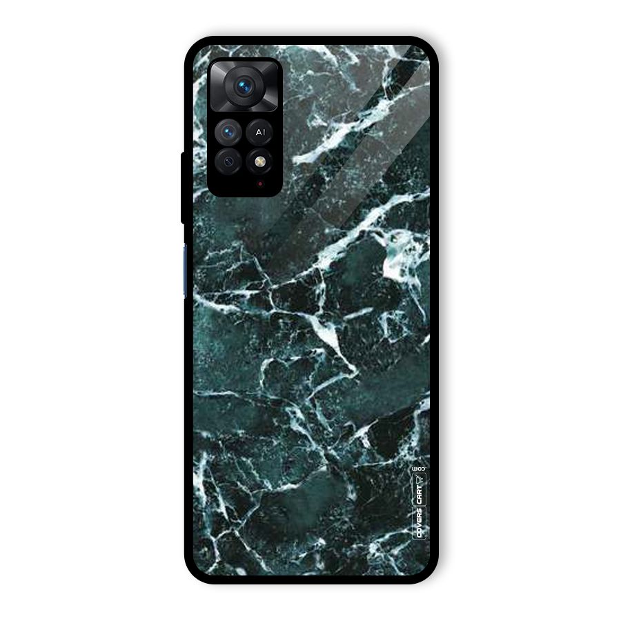 Dark Green Marble Glass Back Case for Redmi Note 11 Pro Plus 5G
