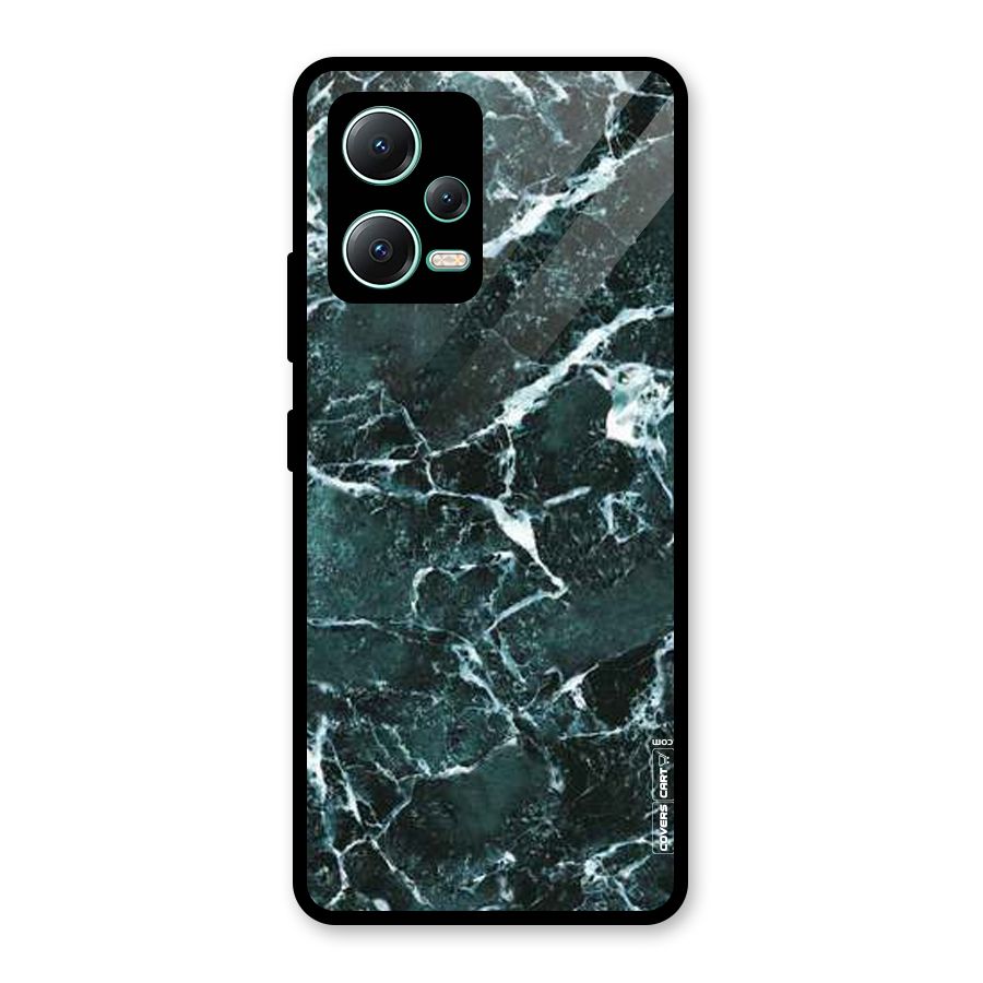 Dark Green Marble Glass Back Case for Redmi Note 12 5G