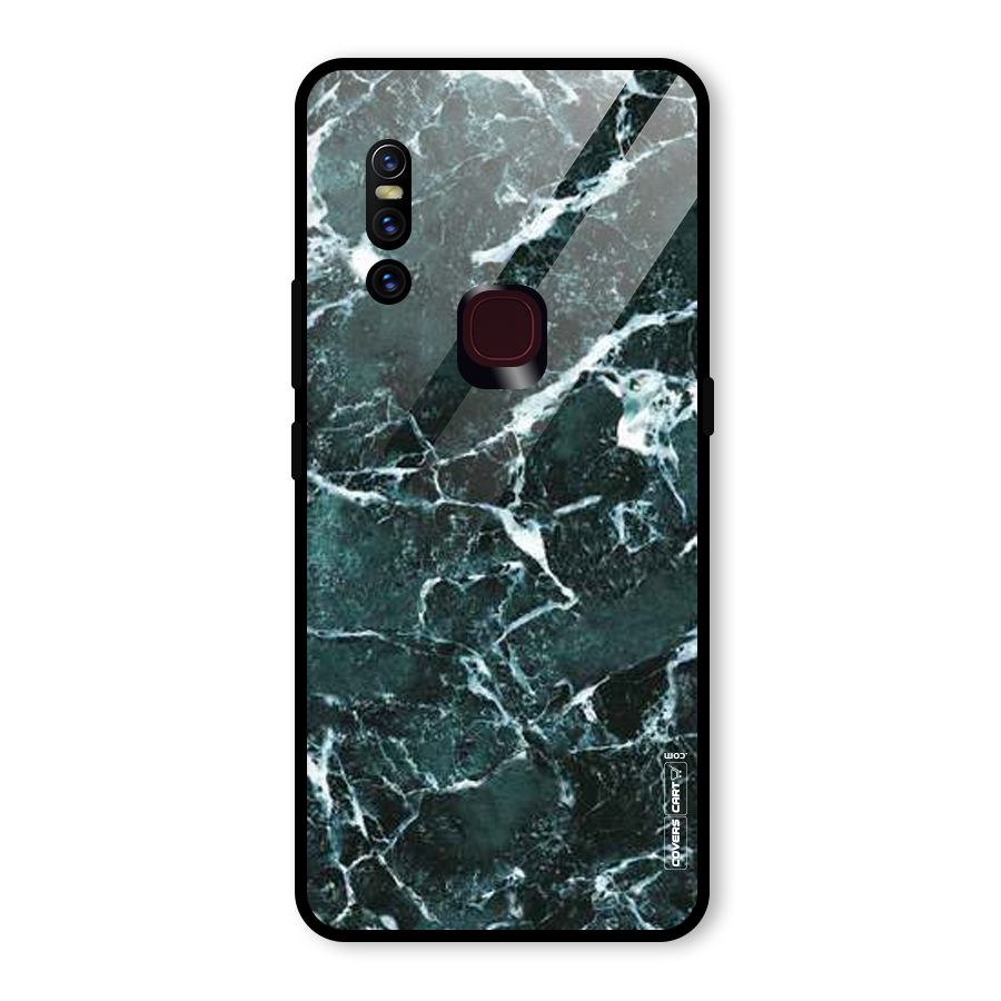 Dark Green Marble Glass Back Case for Vivo V15