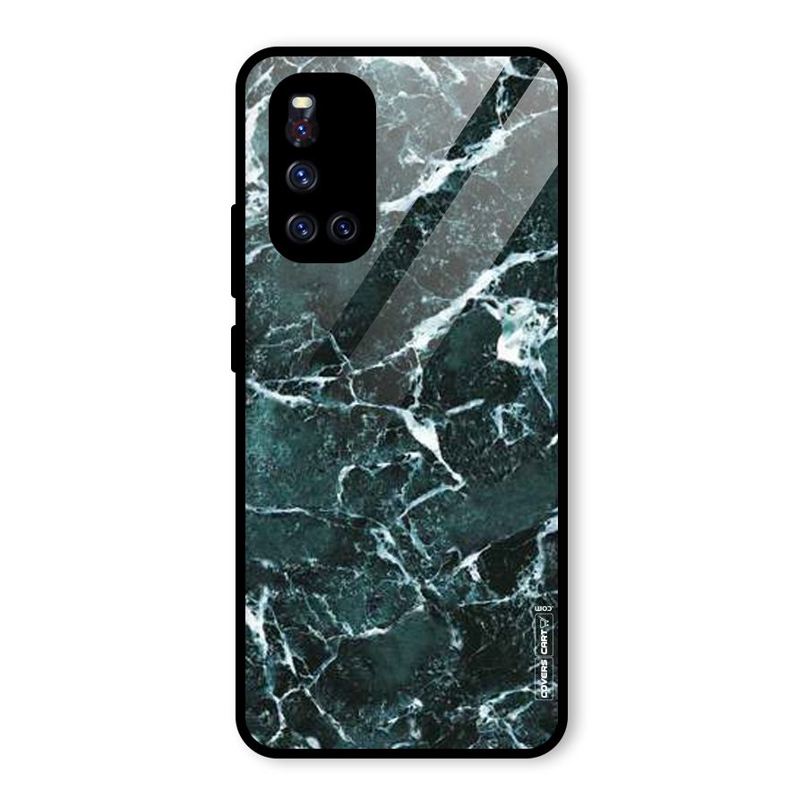 Dark Green Marble Glass Back Case for Vivo V19