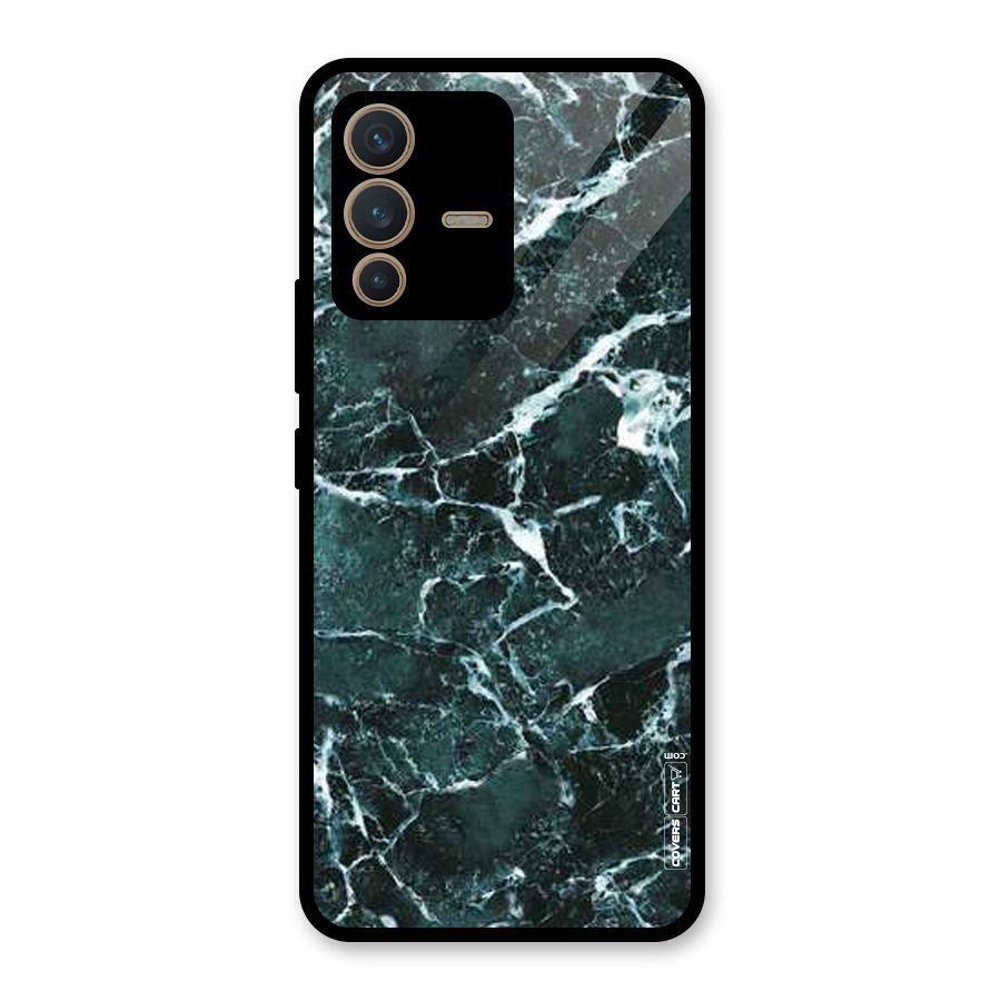 Dark Green Marble Glass Back Case for Vivo V23 5G