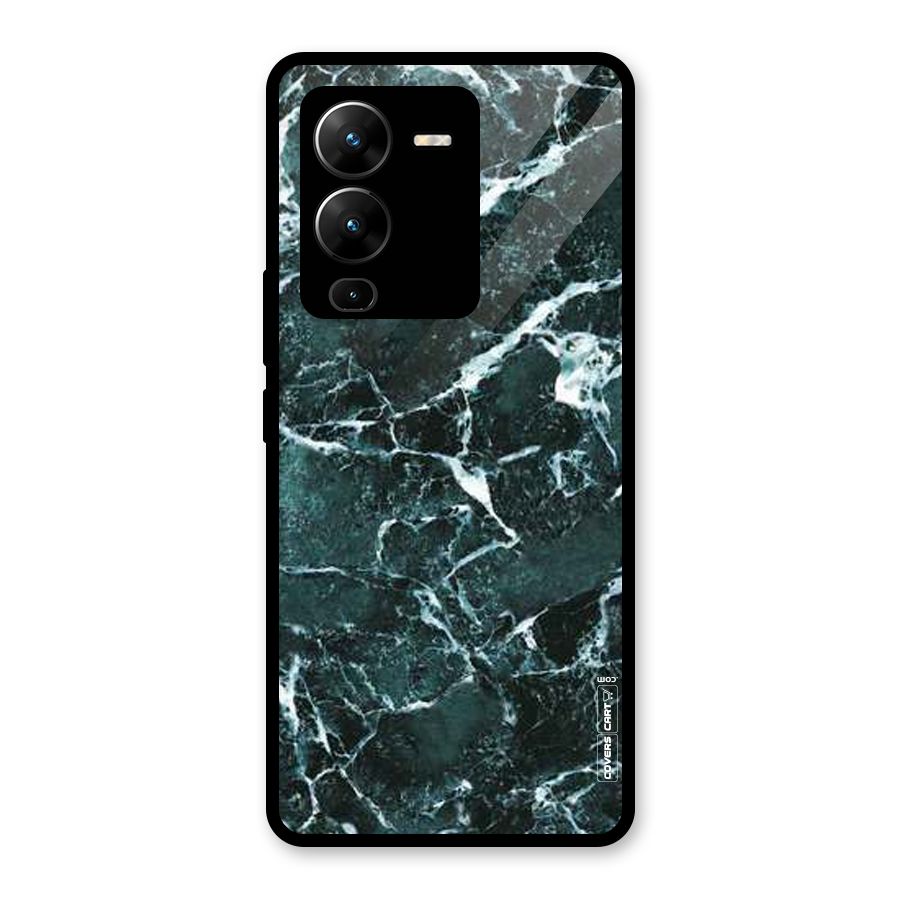 Dark Green Marble Glass Back Case for Vivo V25 Pro