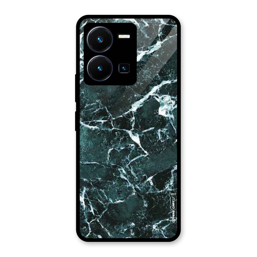 Dark Green Marble Glass Back Case for Vivo Y35