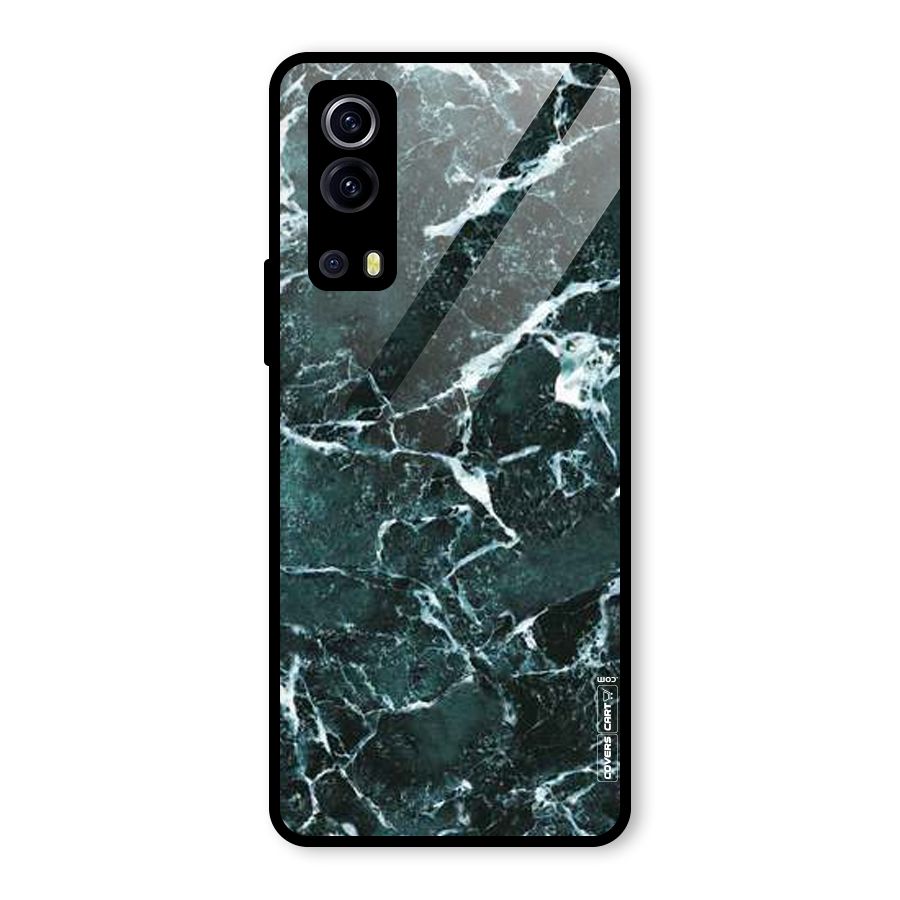 Dark Green Marble Glass Back Case for Vivo iQOO Z3