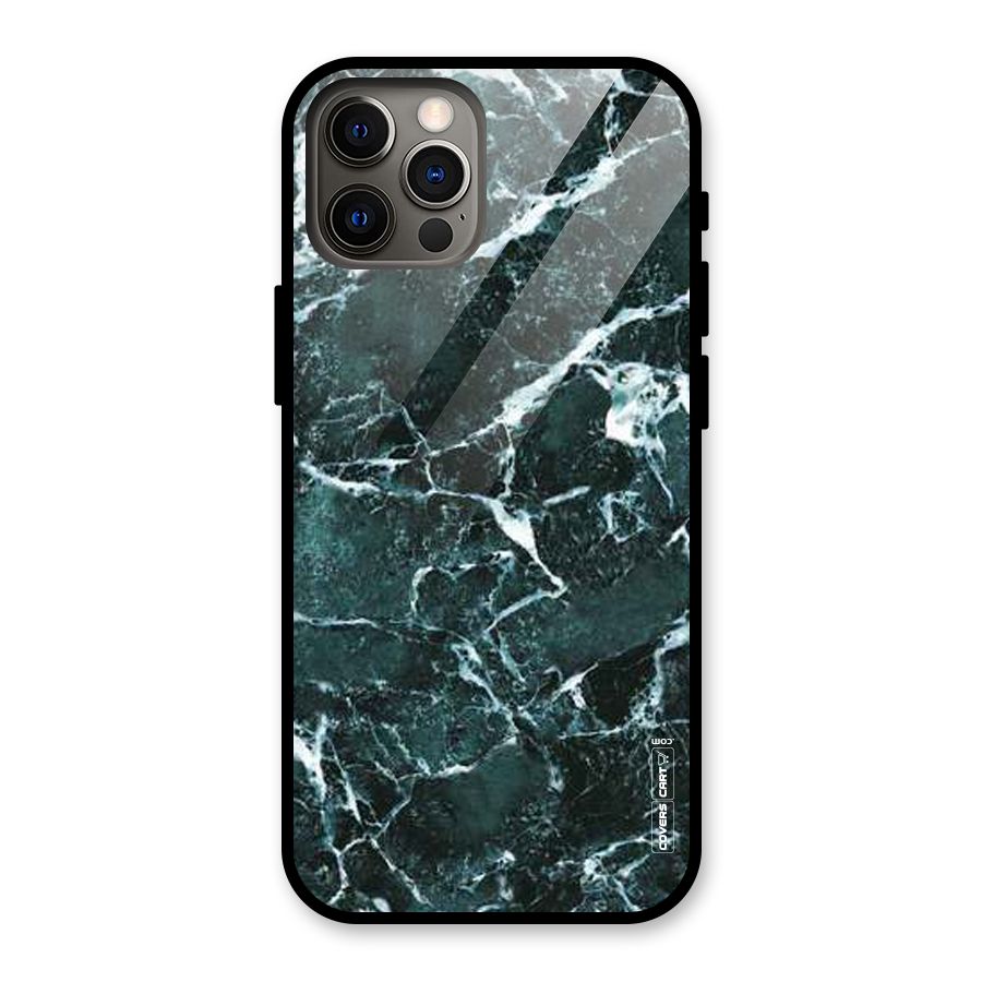 Dark Green Marble Glass Back Case for iPhone 12 Pro