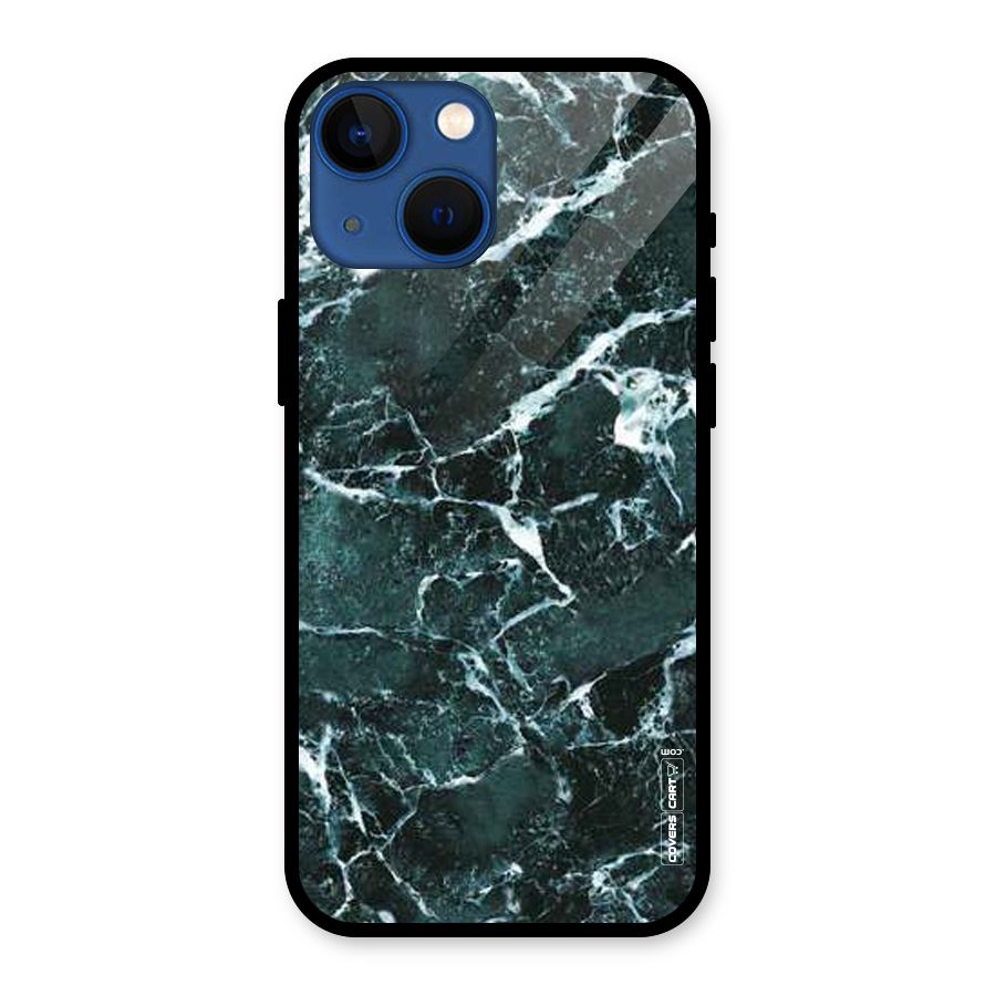 Dark Green Marble Glass Back Case for iPhone 13 Mini