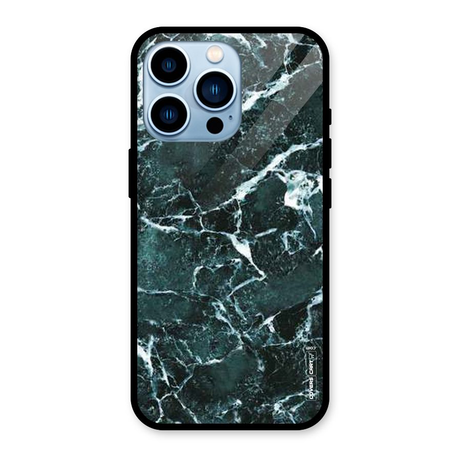 Dark Green Marble Glass Back Case for iPhone 13 Pro