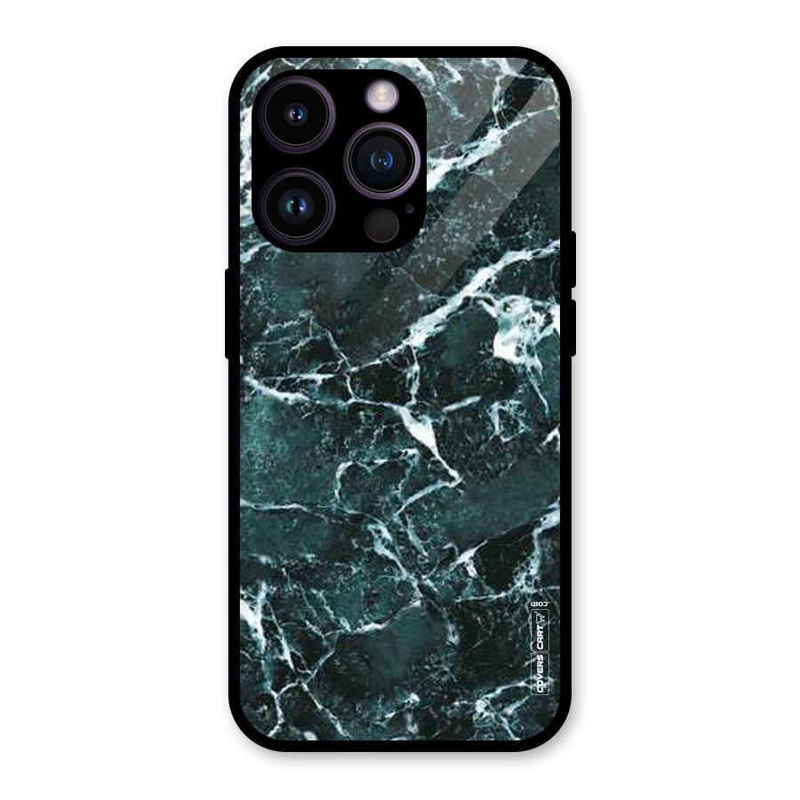 Dark Green Marble Glass Back Case for iPhone 14 Pro
