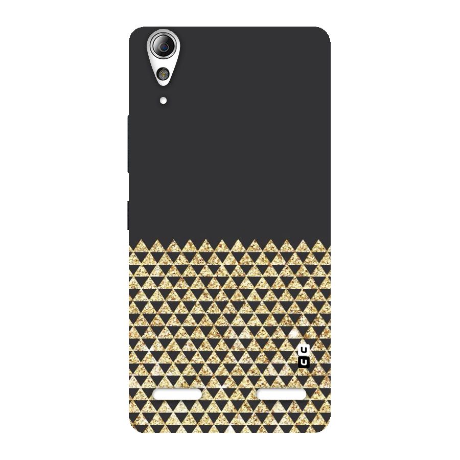 Dark Grey Golden Triangles Back Case for Lenovo A6000 Plus