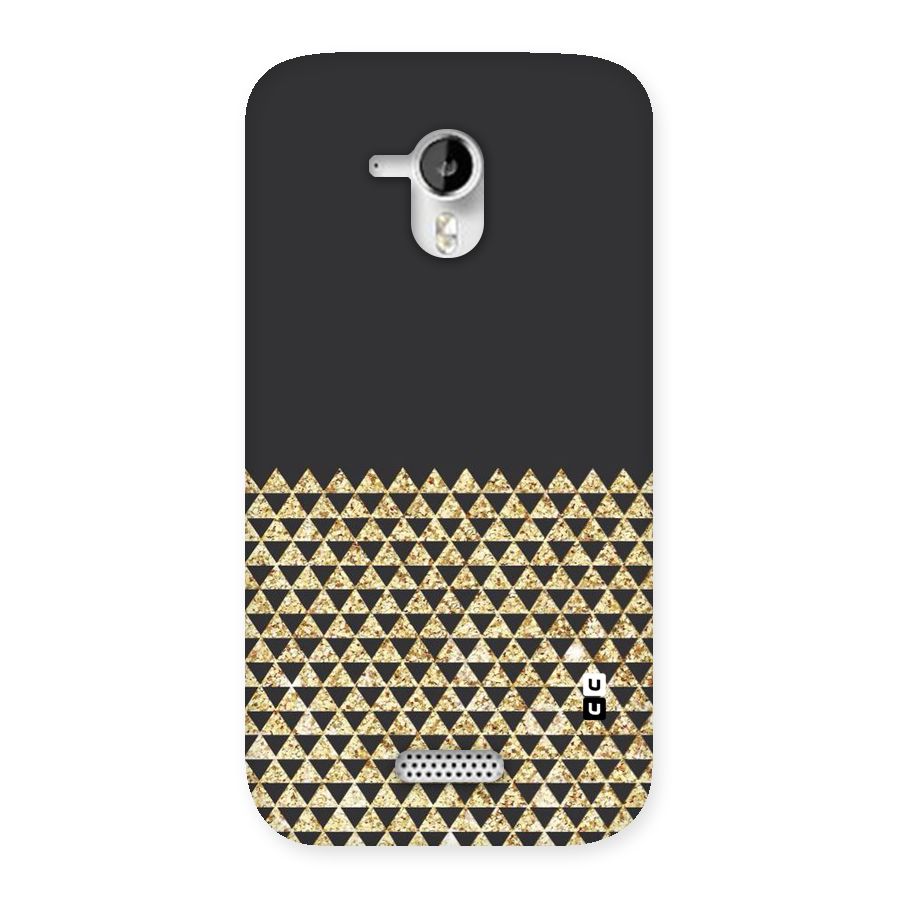 Dark Grey Golden Triangles Back Case for Micromax Canvas HD A116
