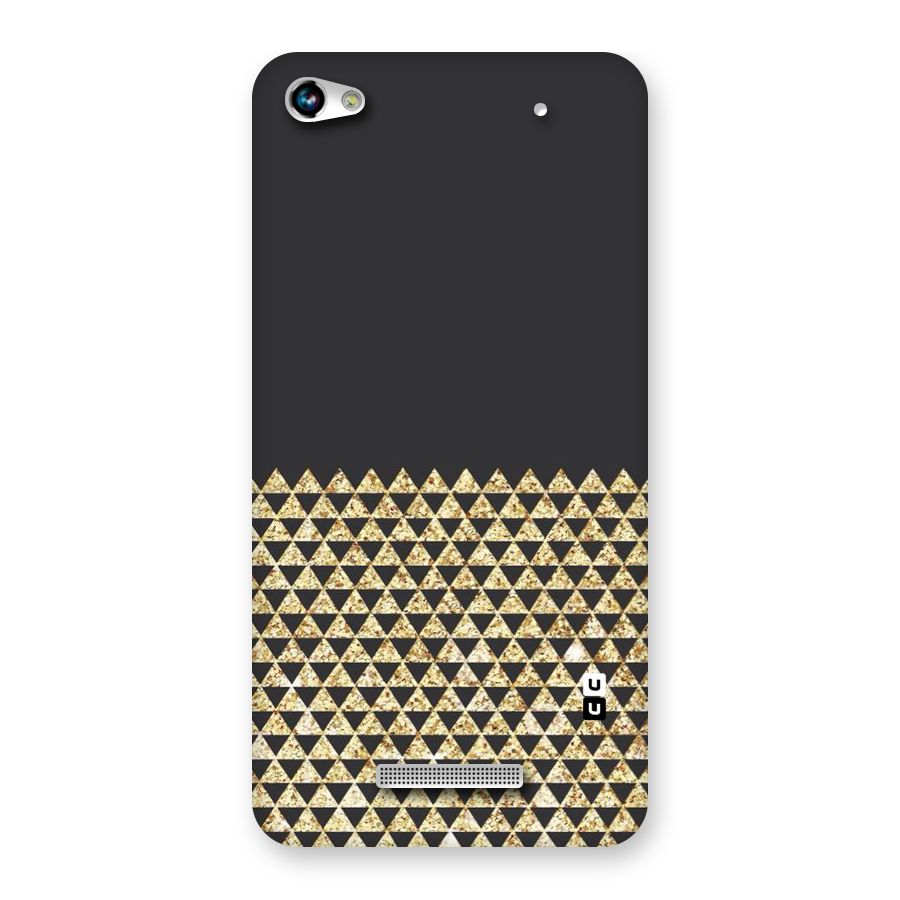 Dark Grey Golden Triangles Back Case for Micromax Hue 2