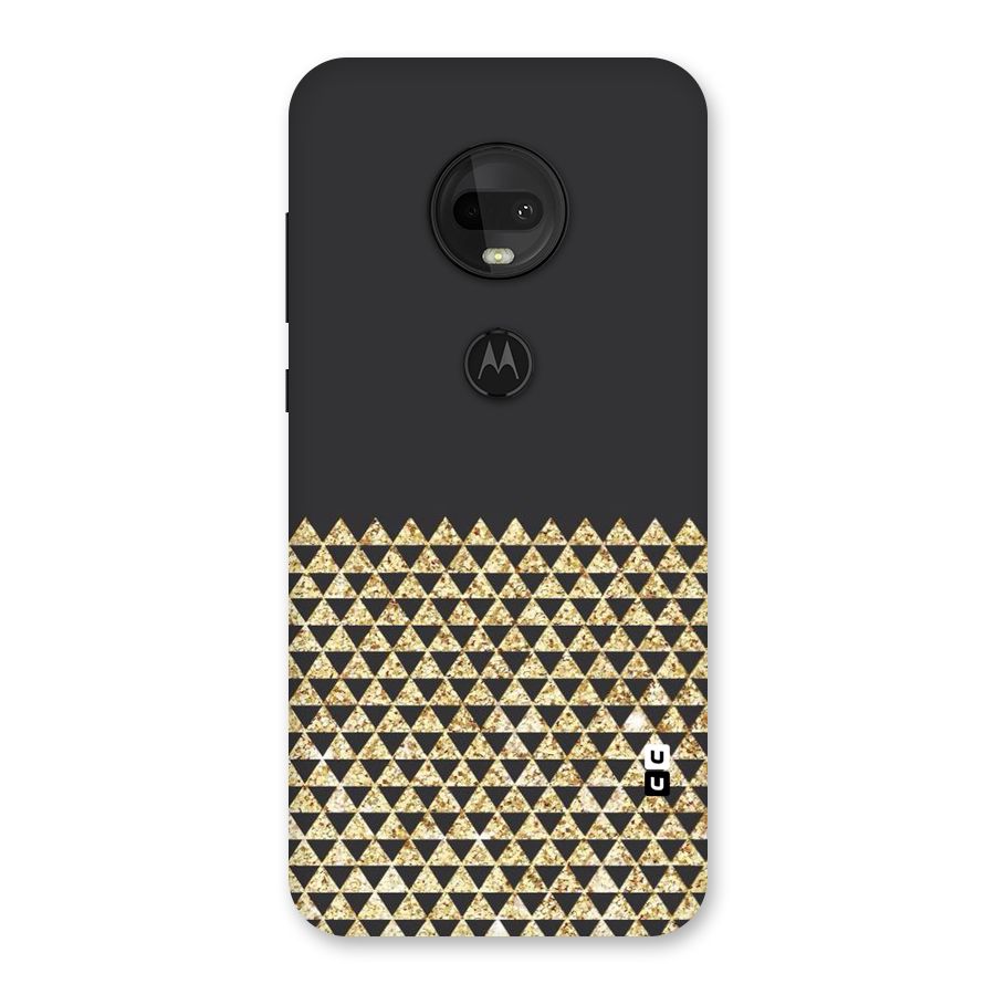 Dark Grey Golden Triangles Back Case for Moto G7