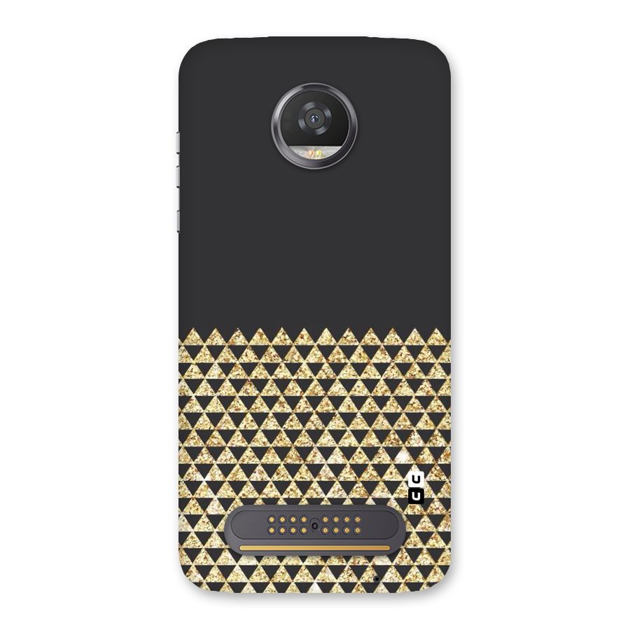 Dark Grey Golden Triangles Back Case for Moto Z2 Play