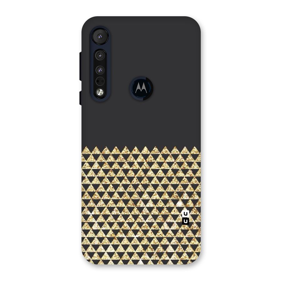 Dark Grey Golden Triangles Back Case for Motorola One Macro
