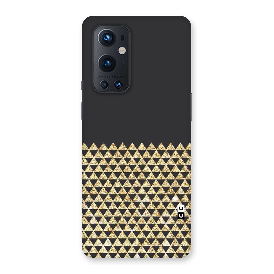 Dark Grey Golden Triangles Back Case for OnePlus 9 Pro