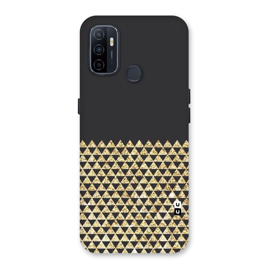 Dark Grey Golden Triangles Back Case for Oppo A32