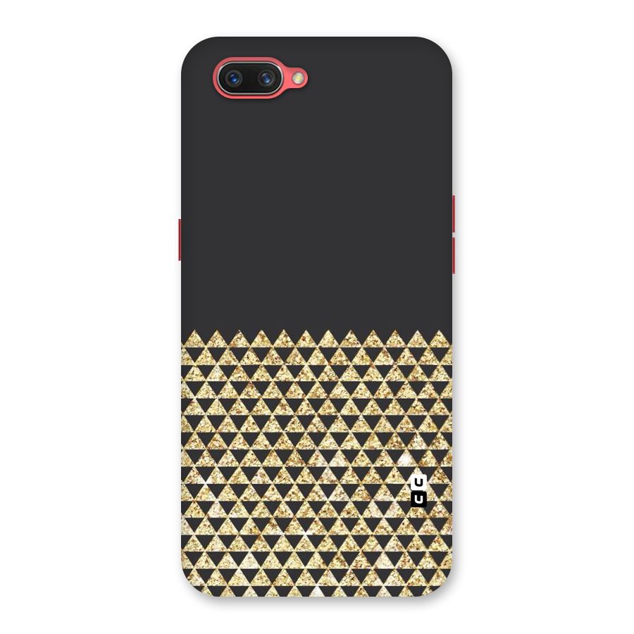 Dark Grey Golden Triangles Back Case for Oppo A3s