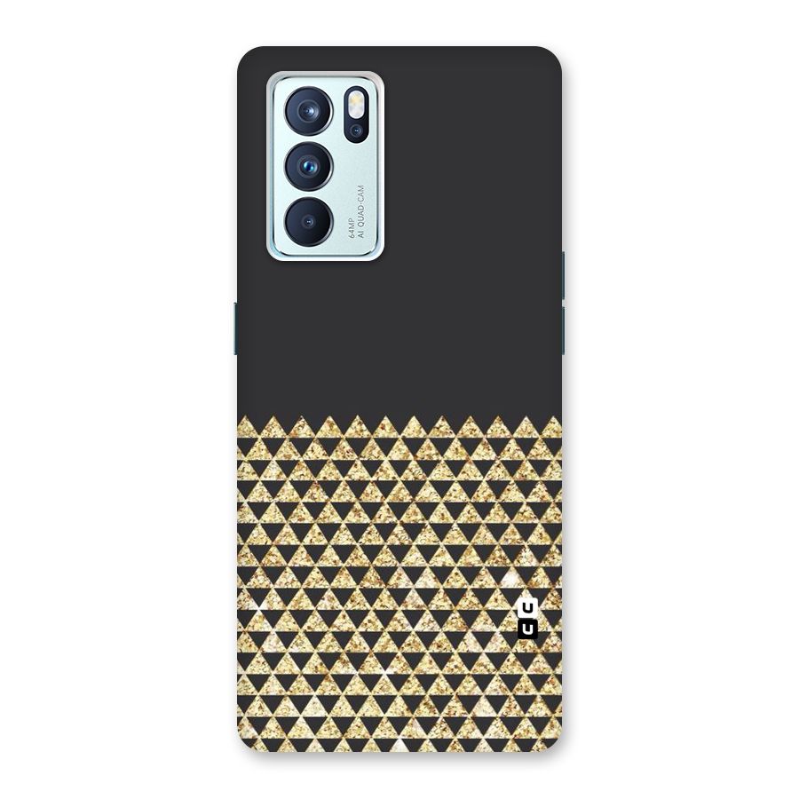Dark Grey Golden Triangles Back Case for Oppo Reno6 Pro 5G
