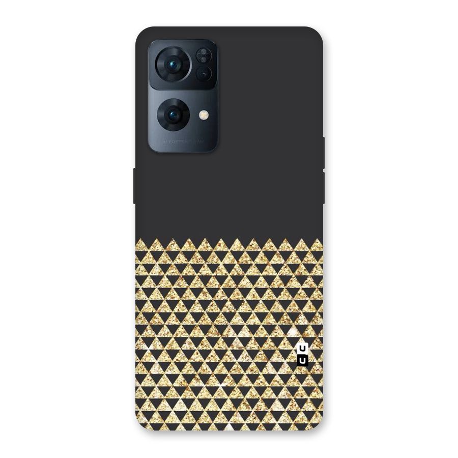Dark Grey Golden Triangles Back Case for Oppo Reno7 Pro 5G