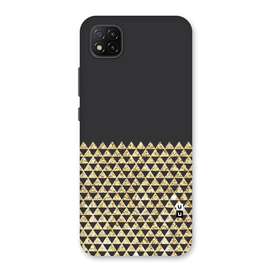 Dark Grey Golden Triangles Back Case for Poco C3