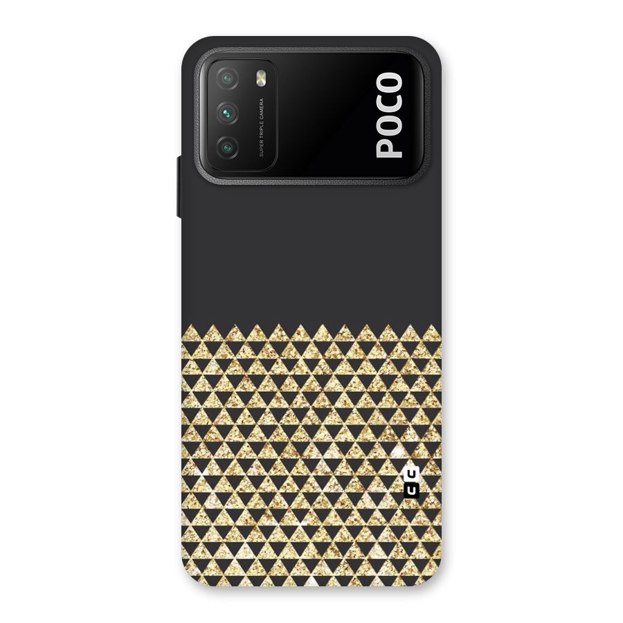Dark Grey Golden Triangles Back Case for Poco M3