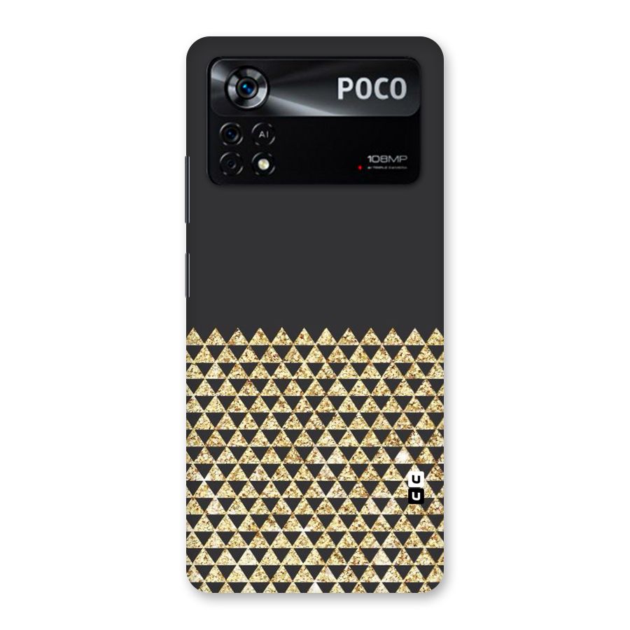 Dark Grey Golden Triangles Back Case for Poco X4 Pro 5G