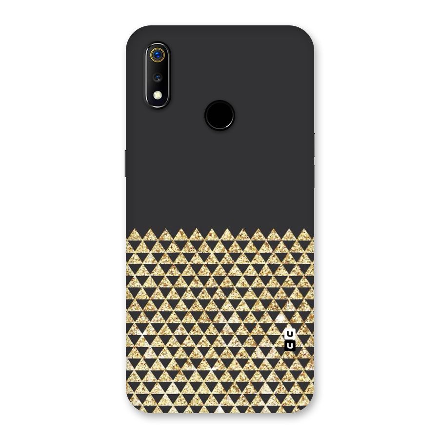 Dark Grey Golden Triangles Back Case for Realme 3
