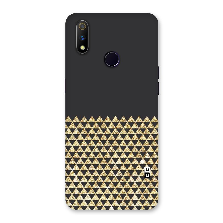 Dark Grey Golden Triangles Back Case for Realme 3 Pro