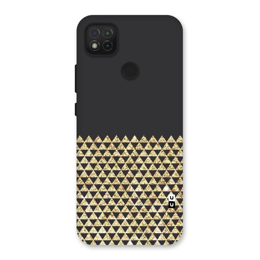 Dark Grey Golden Triangles Back Case for Redmi 9C