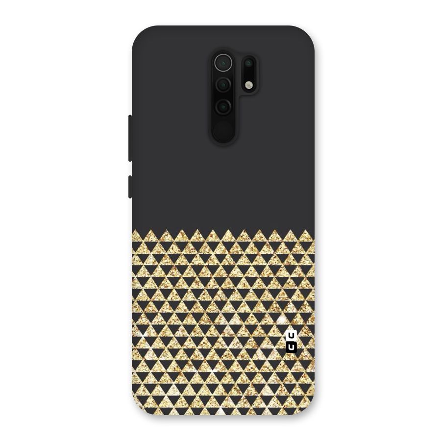 Dark Grey Golden Triangles Back Case for Redmi 9 Prime