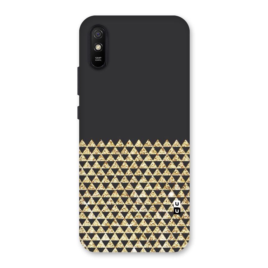 Dark Grey Golden Triangles Back Case for Redmi 9i
