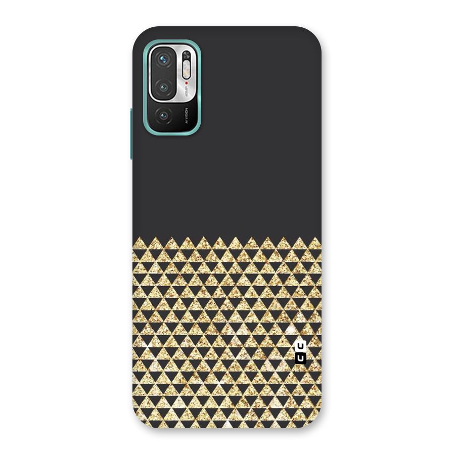 Dark Grey Golden Triangles Back Case for Redmi Note 10T 5G