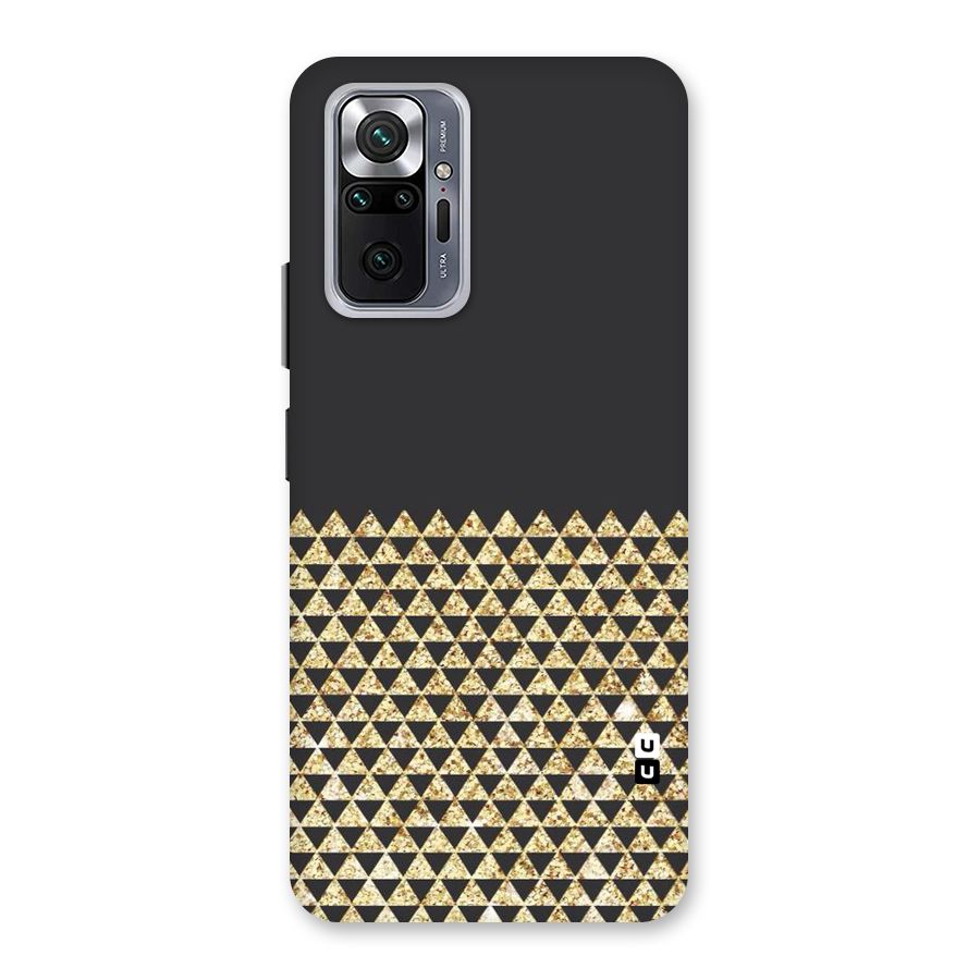 Dark Grey Golden Triangles Back Case for Redmi Note 10 Pro
