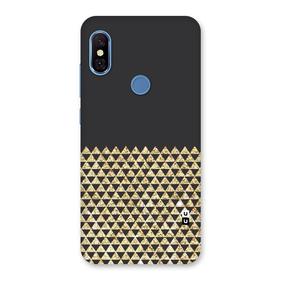 Dark Grey Golden Triangles Back Case for Redmi Note 6 Pro