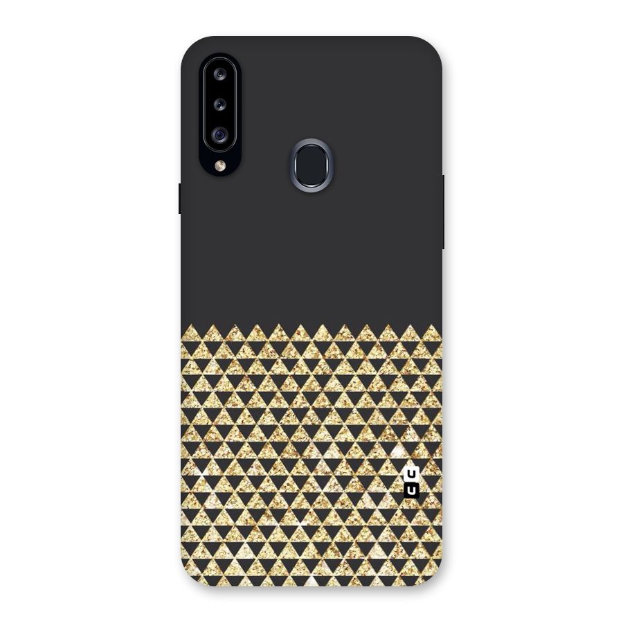 Dark Grey Golden Triangles Back Case for Samsung Galaxy A20s