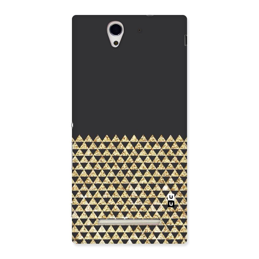 Dark Grey Golden Triangles Back Case for Sony Xperia C3
