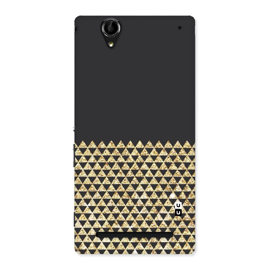 Dark Grey Golden Triangles Back Case for Sony Xperia T2