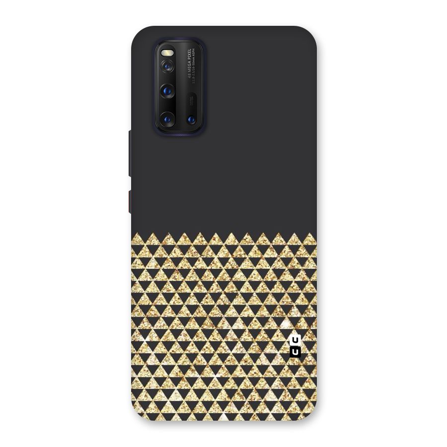 Dark Grey Golden Triangles Back Case for Vivo iQOO 3