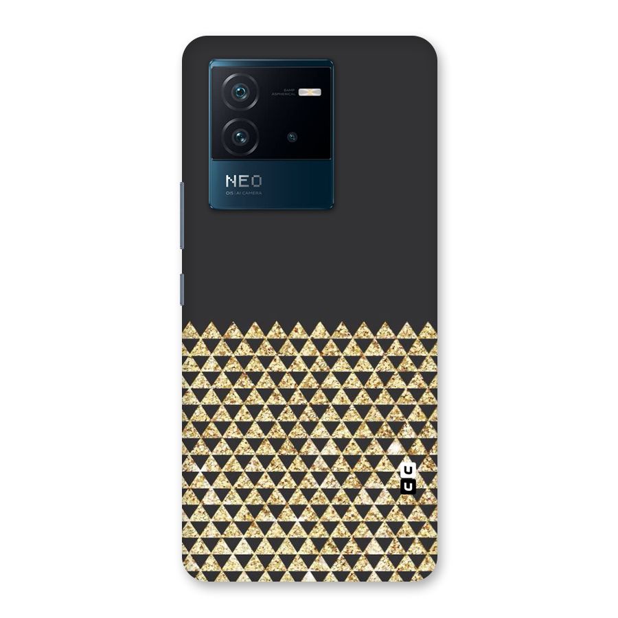 Dark Grey Golden Triangles Back Case for Vivo iQOO Neo 6 5G