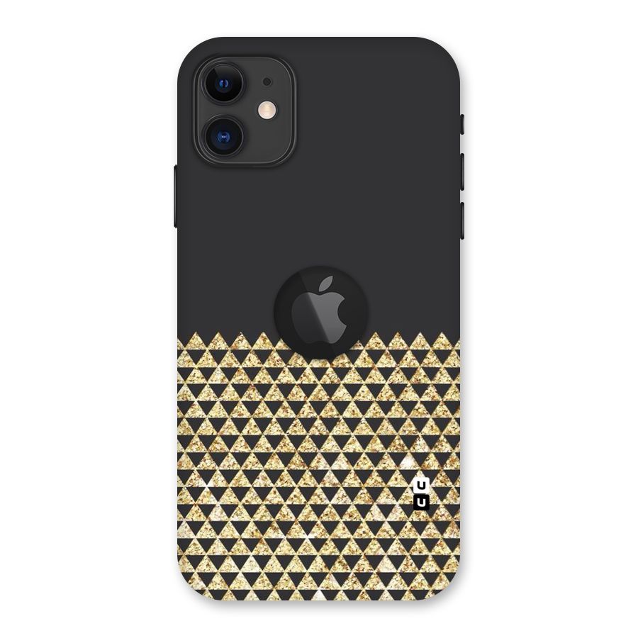 Dark Grey Golden Triangles Back Case for iPhone 11 Logo Cut