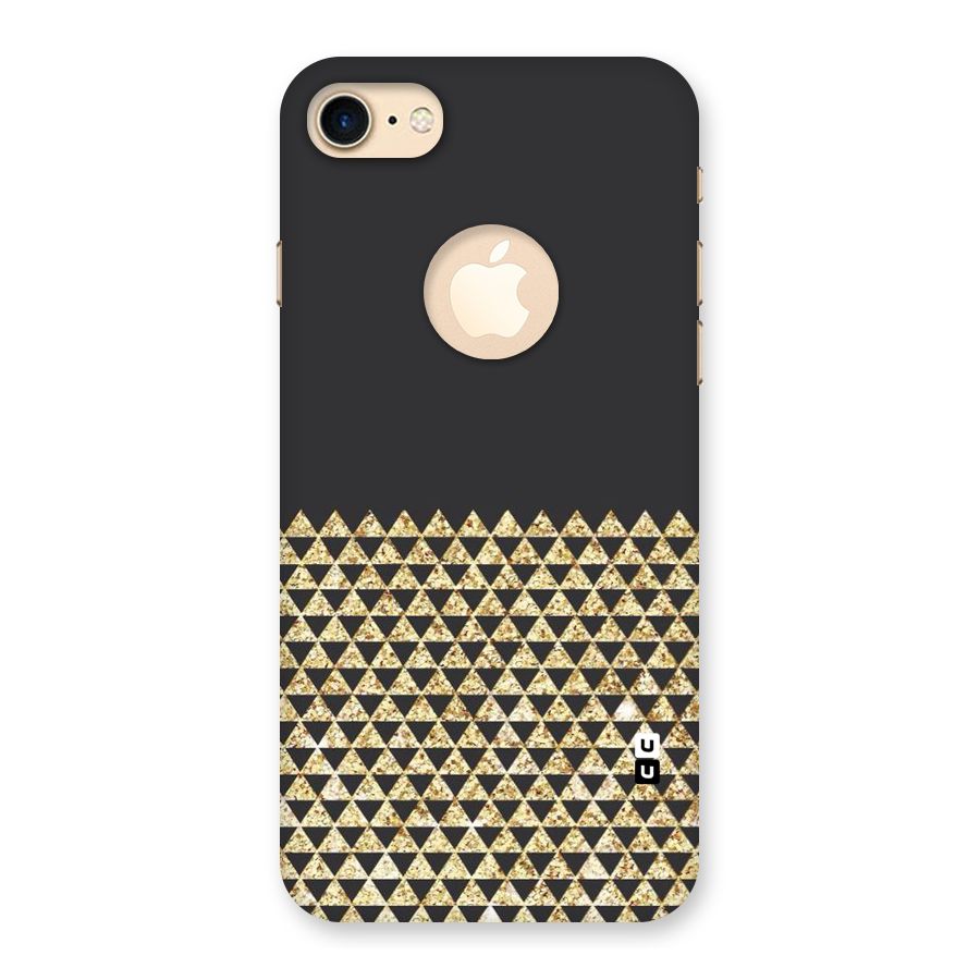 Dark Grey Golden Triangles Back Case for iPhone 7 Logo Cut
