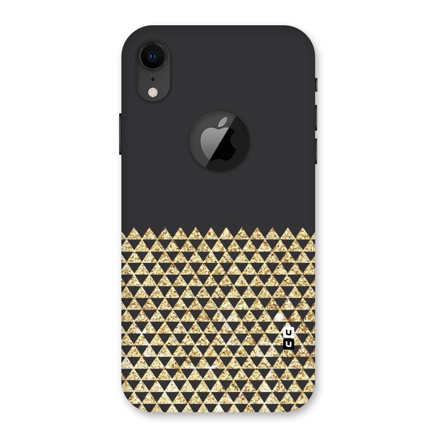 Dark Grey Golden Triangles Back Case for iPhone XR Logo Cut