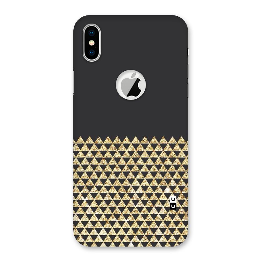 Dark Grey Golden Triangles Back Case for iPhone X Logo Cut