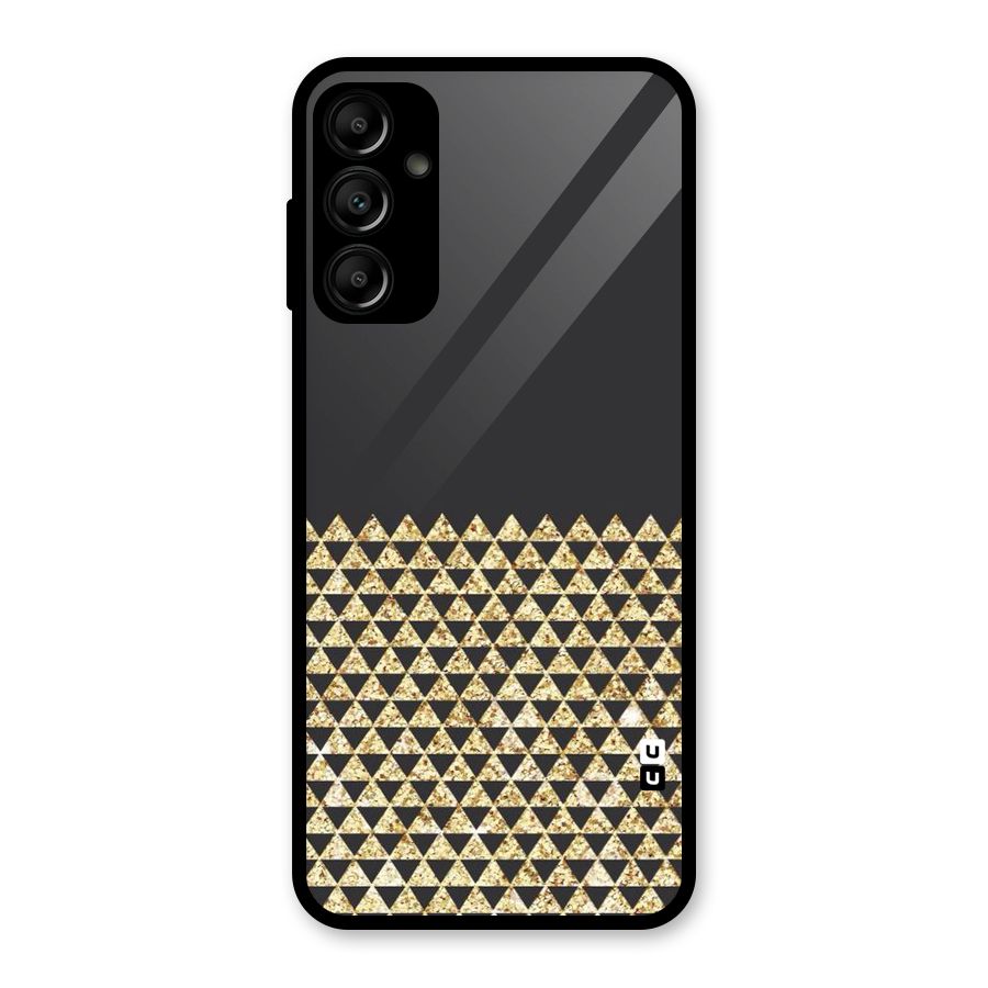 Dark Grey Golden Triangles Glass Back Case for Galaxy A14 5G