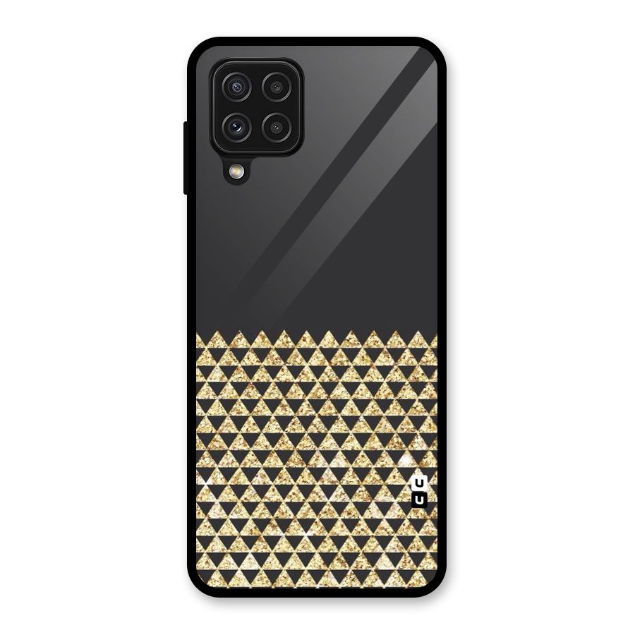 Dark Grey Golden Triangles Glass Back Case for Galaxy A22 4G