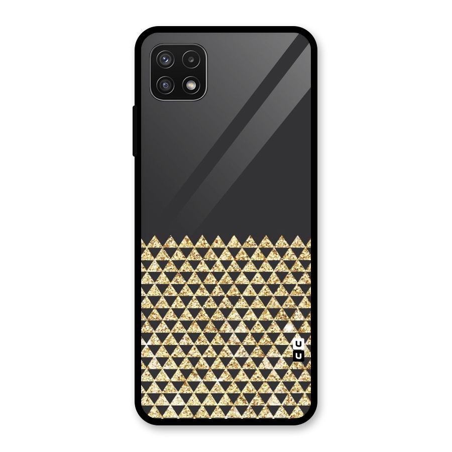 Dark Grey Golden Triangles Glass Back Case for Galaxy A22 5G