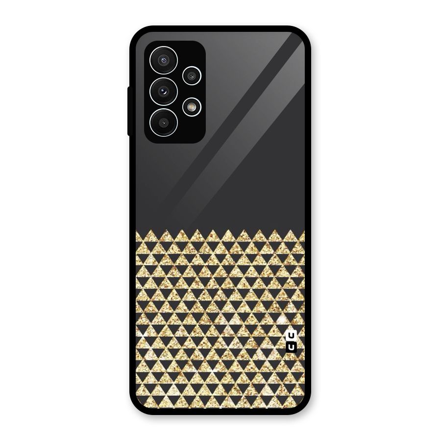 Dark Grey Golden Triangles Glass Back Case for Galaxy A23