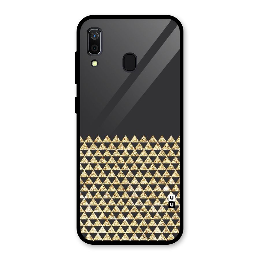 Dark Grey Golden Triangles Glass Back Case for Galaxy A30