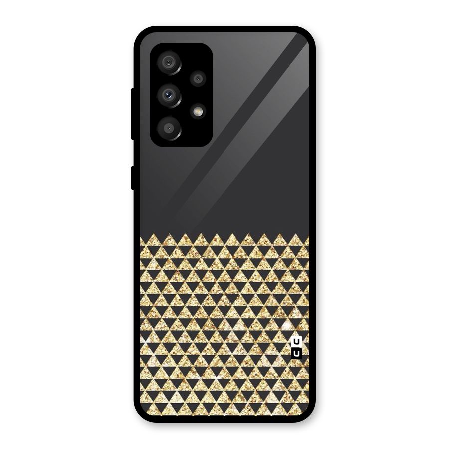 Dark Grey Golden Triangles Glass Back Case for Galaxy A32
